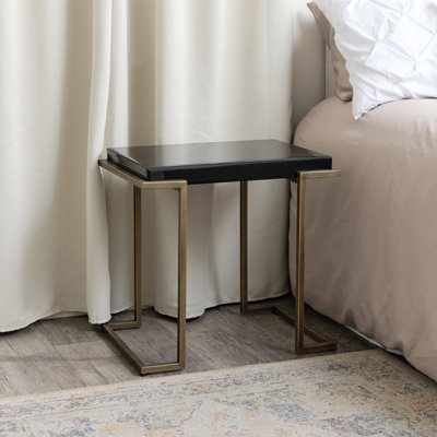 Melody Maison Rectangular Metal Black and Gold Framed Side Table