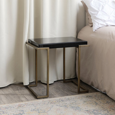 Melody Maison Rectangular Metal Black and Gold Framed Side Table