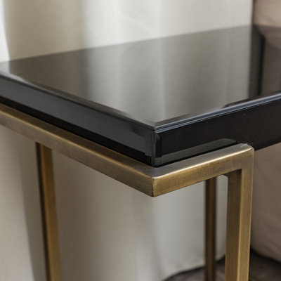 Melody Maison Rectangular Metal Black and Gold Framed Side Table