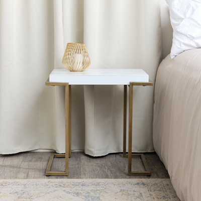 Melody Maison Rectangular Metal White and Gold Framed Side Table