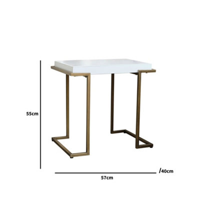 Melody Maison Rectangular Metal White and Gold Framed Side Table