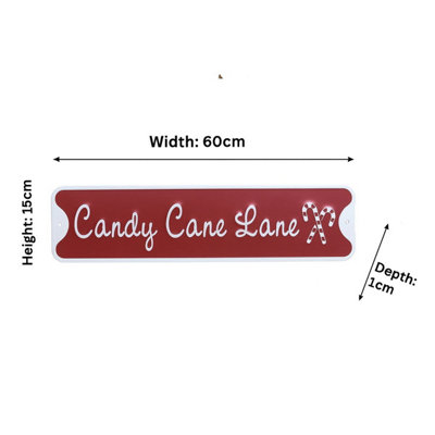 Melody Maison Red and White Candy Cane Lane Decorative Sign