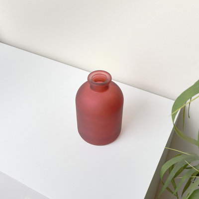 Melody Maison Red Frosted Glass Bottle Vase -18cm