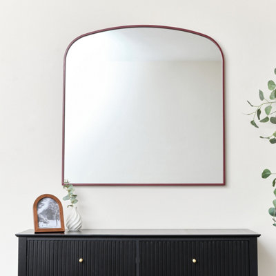 Melody Maison Red Metal Framed Arched Wall Mirror 90cm x 90cm