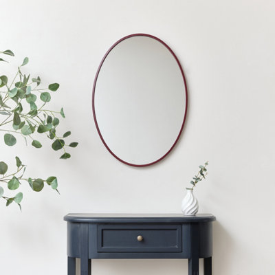 Melody Maison Red Oval Metal Framed Mirror 50cm x 70cm