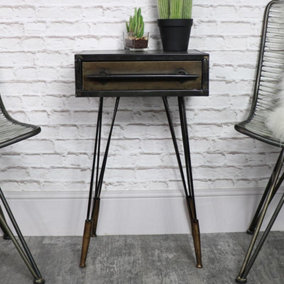 Melody Maison Retro Industrial Metal Bedside Table