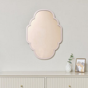 Melody Maison Rose Gold Curved Scalloped Framed Wall Mirror 70cm x 50cm