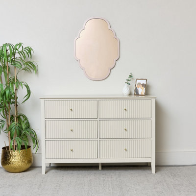 Melody Maison Rose Gold Curved Scalloped Framed Wall Mirror 70cm x 50cm