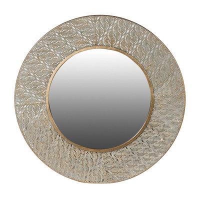 Melody Maison Round Antique Gold Effect Filigree Mirror 90cm x 90cm