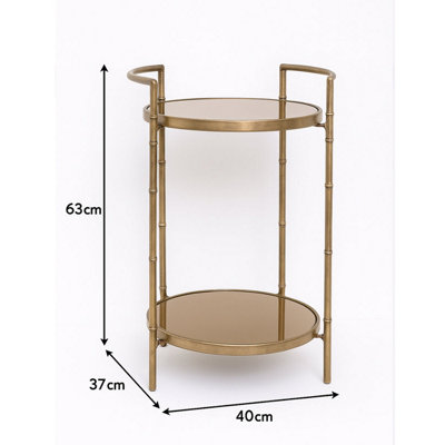 Melody Maison Round Champagne 2 Tier Mirrored Side Table