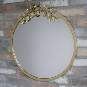 Melody Maison Round Gold Floral Wall Mirror 65cm x 61cm