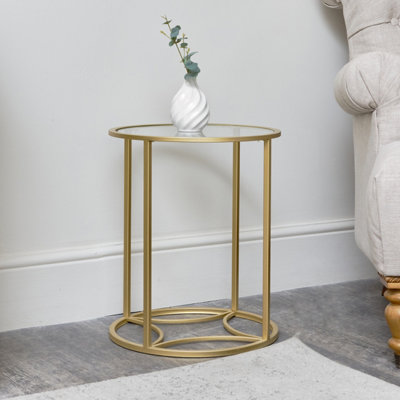 Melody Maison Round Gold & Glass Side Table