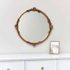 Melody Maison Round Gold Ornate Wall Mirror 56cm x 56cm