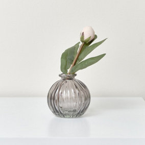 Melody Maison Round Grey Glass Bottle Vase - 8.5cm
