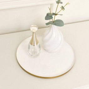 Melody Maison Round Metal Gold & Ivory Tray