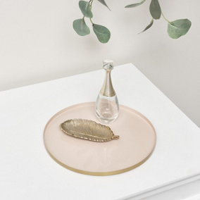 Melody Maison Round Metal Gold & Pink Tray