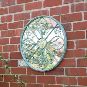 Melody Maison Round Metal Vintage Sage Green Mirror 60cm x 60cm
