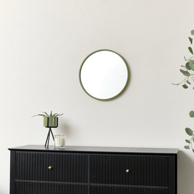 Melody Maison Round Olive Green Wall Mirror 40cm x 40cm