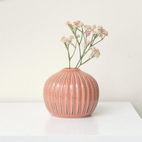 Melody Maison Round Pink Distressed Ceramic Vase - 12cm