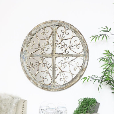 Melody Maison Round Rustic Ornate Mirror 72cm x 72cm