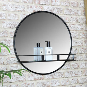 Melody Maison Round Wall Mirror with Shelf