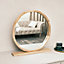 Melody Maison Round Wooden Freestanding Table Top Mirror