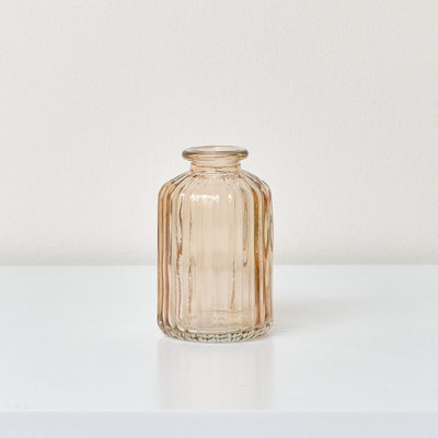 Melody Maison Rust Ribbed Glass Bottle Vase - 10cm