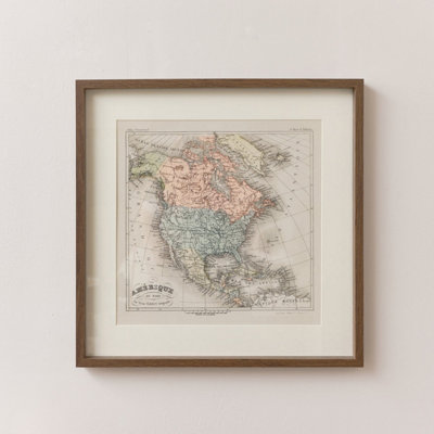 Melody Maison Rustic America Map Print Framed Wall Art - 40cm