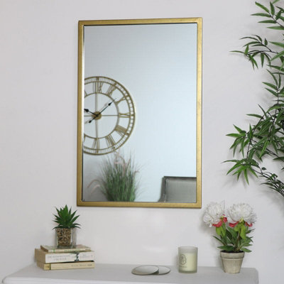 Melody Maison Rustic Antique Gold Rectangle Wall Mirror 50cm x 75cm ...