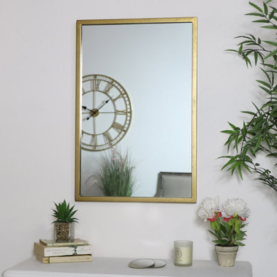 Melody Maison Rustic Antique Gold Rectangle Wall Mirror 50cm x 75cm