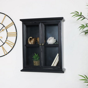 Melody Maison Rustic Black Glass Wall Cabinet