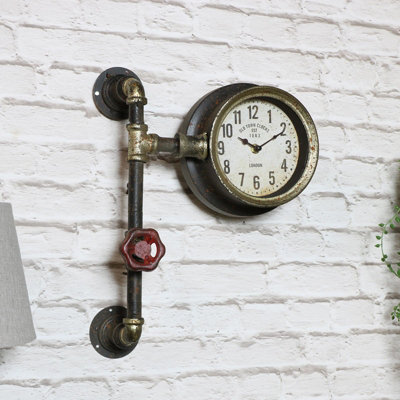 Melody Maison Rustic Industrial Pipework Wall Clock