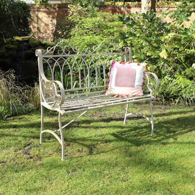 Melody Maison Rustic Vintage Metal Garden Bench DIY at B Q