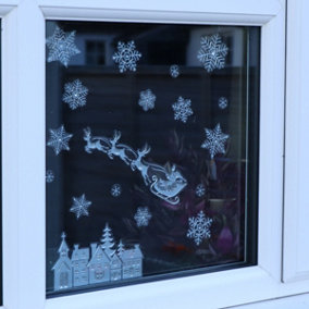 Melody Maison Santa's Sleigh & Snowflake Christmas Window Stickers
