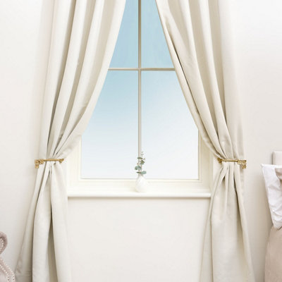 Gold Curtain Holdbacks With Crystal Crown, 2 Pack - Wall Mounted Decorative Tiebacks For Drapes, Matte Gold Zinc Alloy