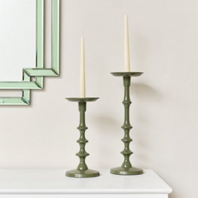 Melody Maison Set of 2 Green Candle Holders