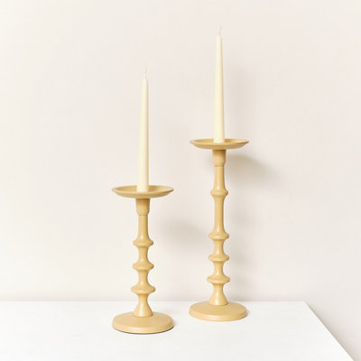 Melody Maison Set of 2 Mustard Yellow Candle Holders DIY at B&Q