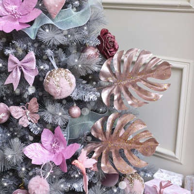Melody Maison Set Of 2 Rose Gold Monstera Stems - 71cm Price Comparisons | Compare The Build