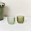 Melody Maison Set of 2 Small Green Glass Tealight Holders