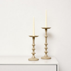 Melody Maison Set of 2 Taupe Candle Holders