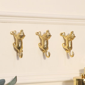 Melody Maison Set of 3 Gold Lion Wall Hooks