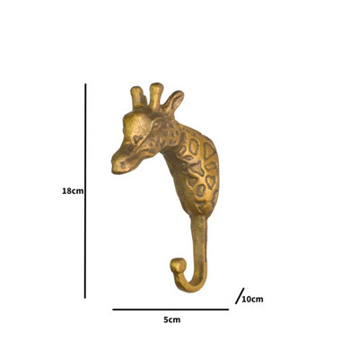Melody Maison Set of 3 Gold Metal Giraffe Wall Hooks
