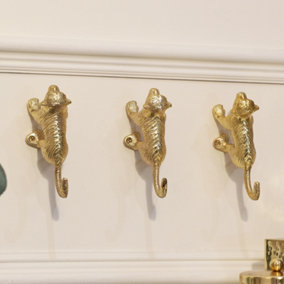 Melody Maison Set of 3 Gold Monkey Wall Hooks