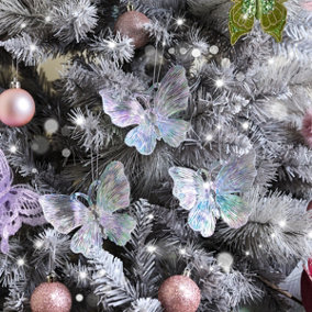 Melody Maison Set of 3 Iridescent Jewelled Butterfly Christmas Decorations - 10cm