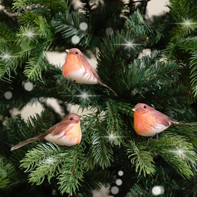 Melody Maison Set of 3 Red Robin Christmas Decorations 11cm DIY at B&Q