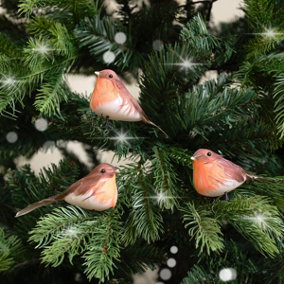 Melody Maison Set of 3 Red Robin Christmas Decorations - 11cm