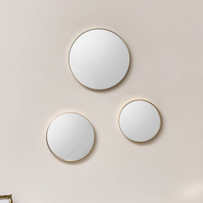 Melody Maison Set of 3 Round Gold Wall Mirrors