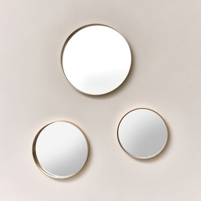 Melody Maison Set of 3 Round Gold Wall Mirrors