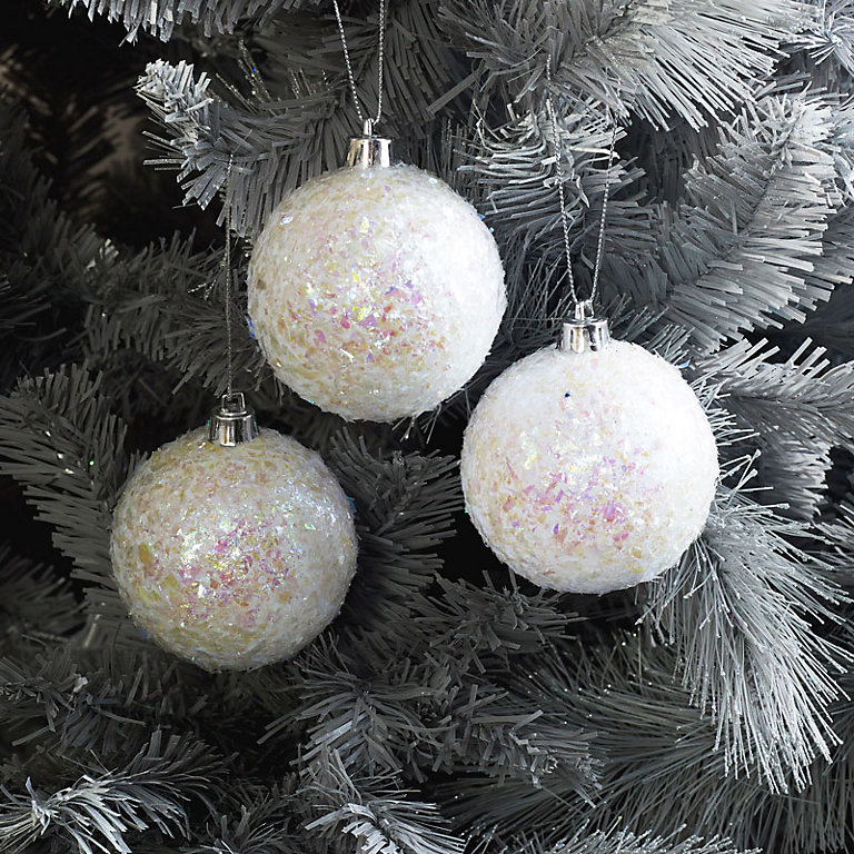 Melody Maison Set of 3 Round Iridescent Christmas Tree Baubles - 17cm ...
