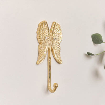 Melody Maison Shiny Gold Angel Wings Wall Hook